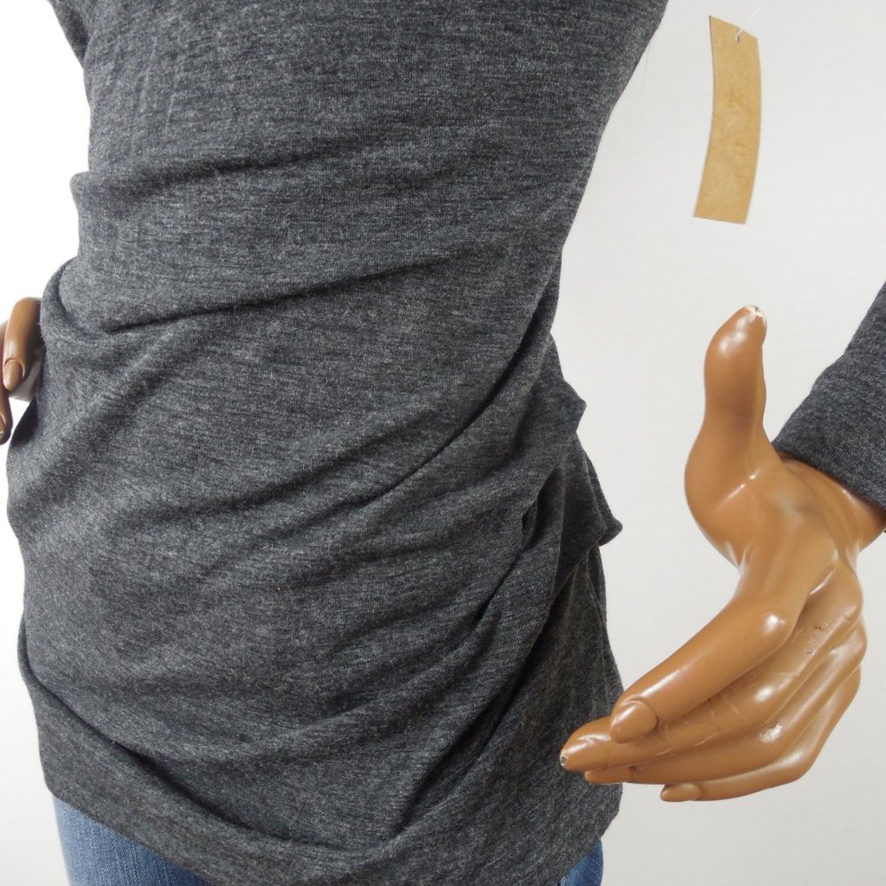 RACHEL ROY Top L NWT $69 Gray Knit Shirt Stretch - Picture 4 of 10